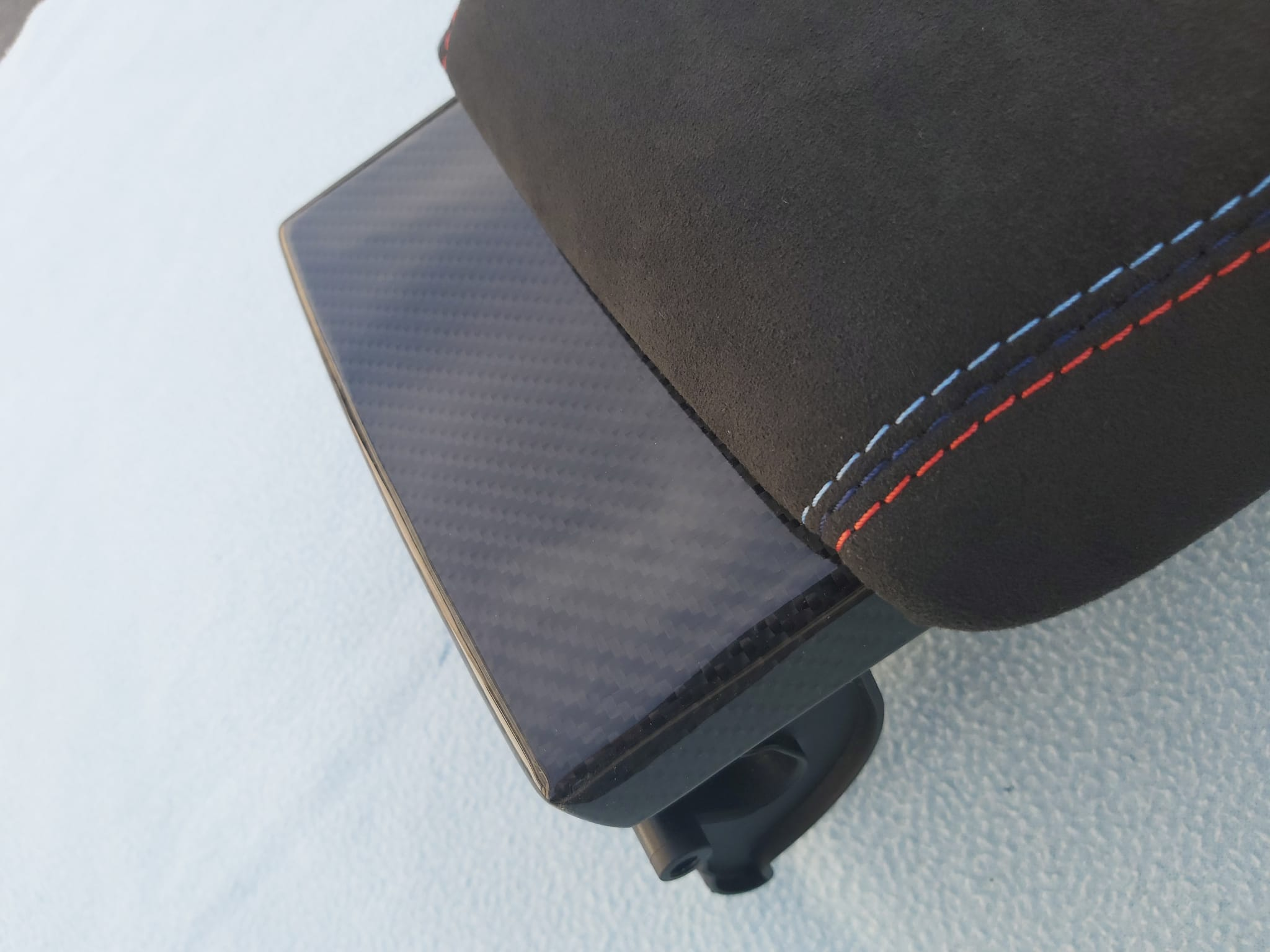 BMW F80 M3 F82 M4 ARMREST, NEW 9002 ALCANTARA with M-STITCHING and CARBON Cover