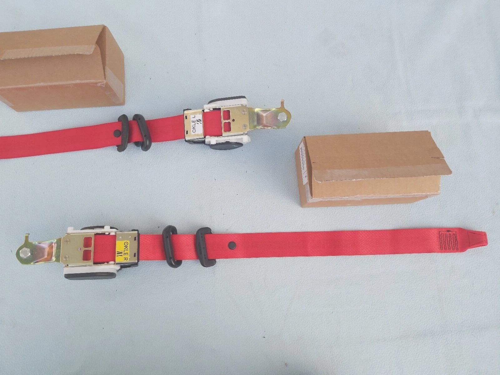 GENUINE BMW E36 COUPE RED MOTORSPORT UPPER FRONT BELTS (LEFT + RIGHT)